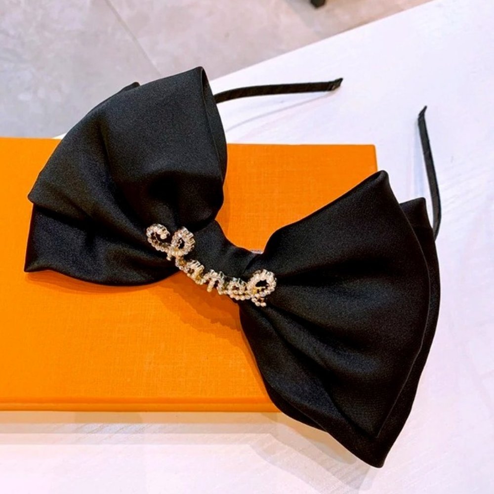 Large Black Satin Designer Headband